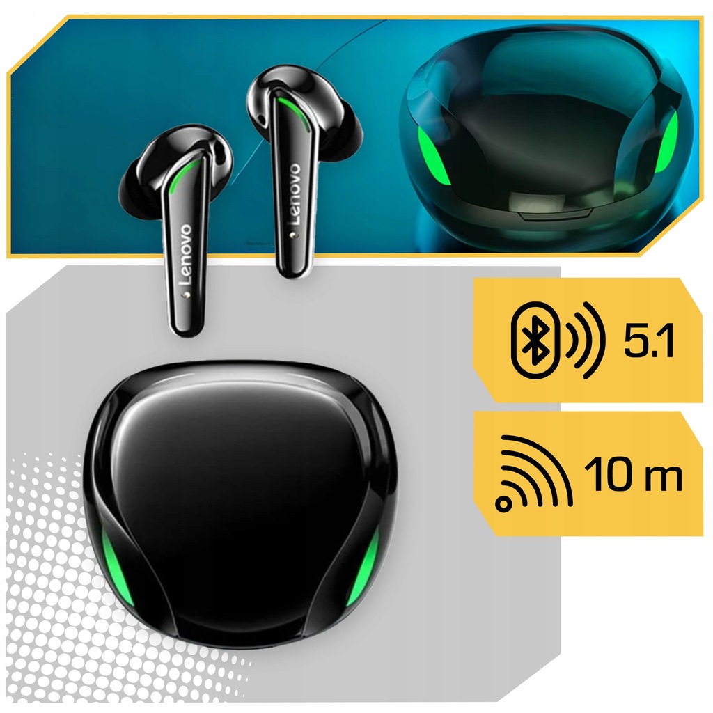 SŁUCHAWKI LENOVO XT92 BEZPRZEWODOWE GAMINGOWE ETUI BLUETOOTH ANDROID IOS EAN (GTIN) 6975074761710